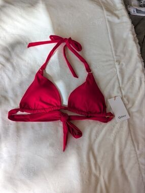 NWT Quince Red Italian Triangle Bikini Top Size Large